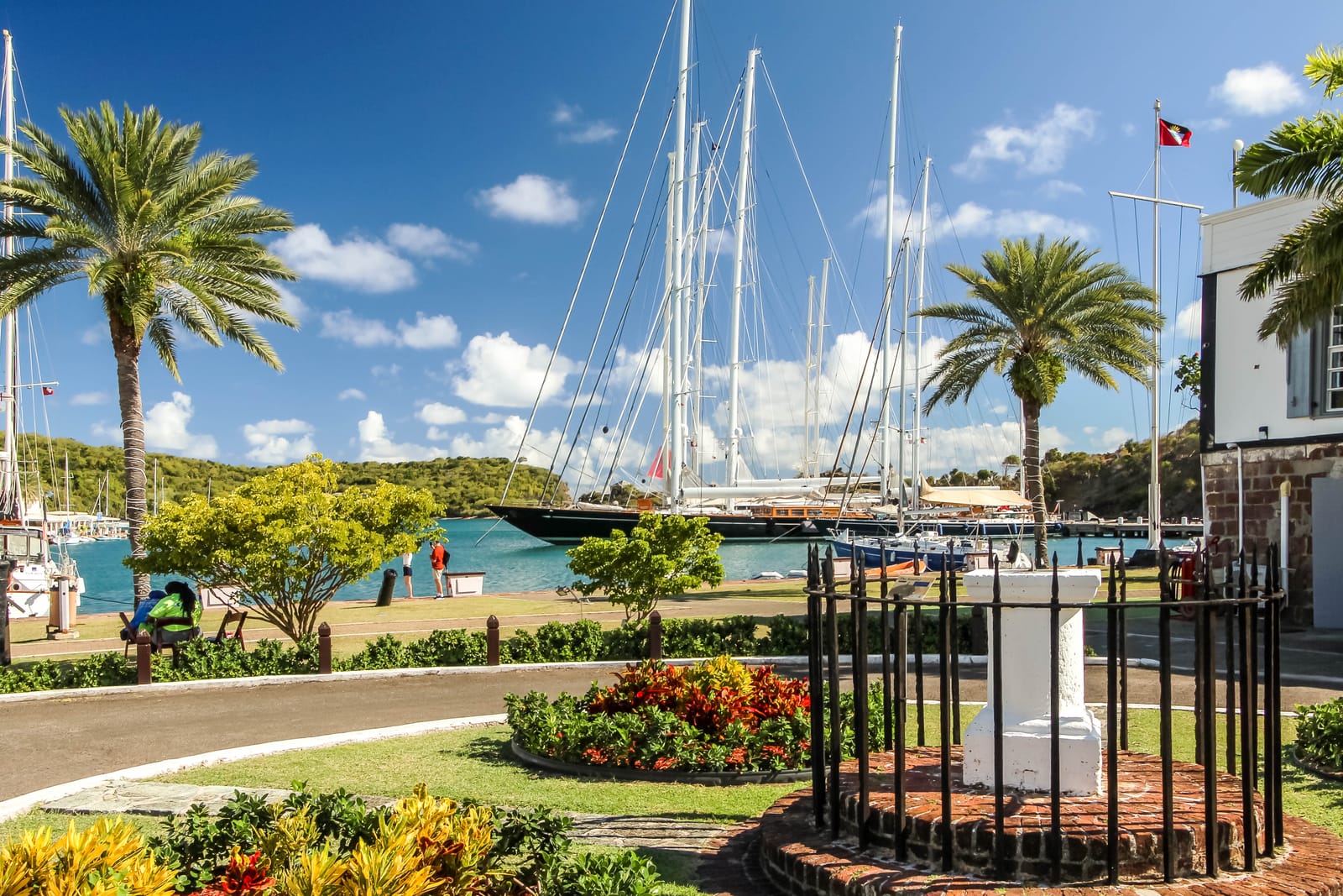 Yachts moored beside the Georgian buildings of Nelson’s Dockyard