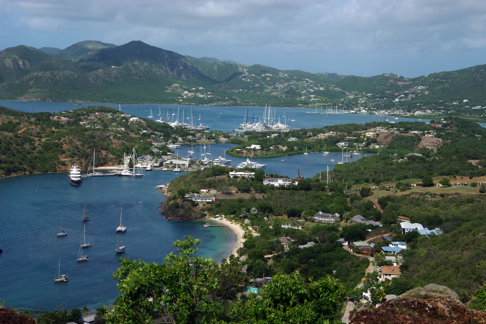 The view over English Harbour and Falmouth Harbour from Shirley Heights