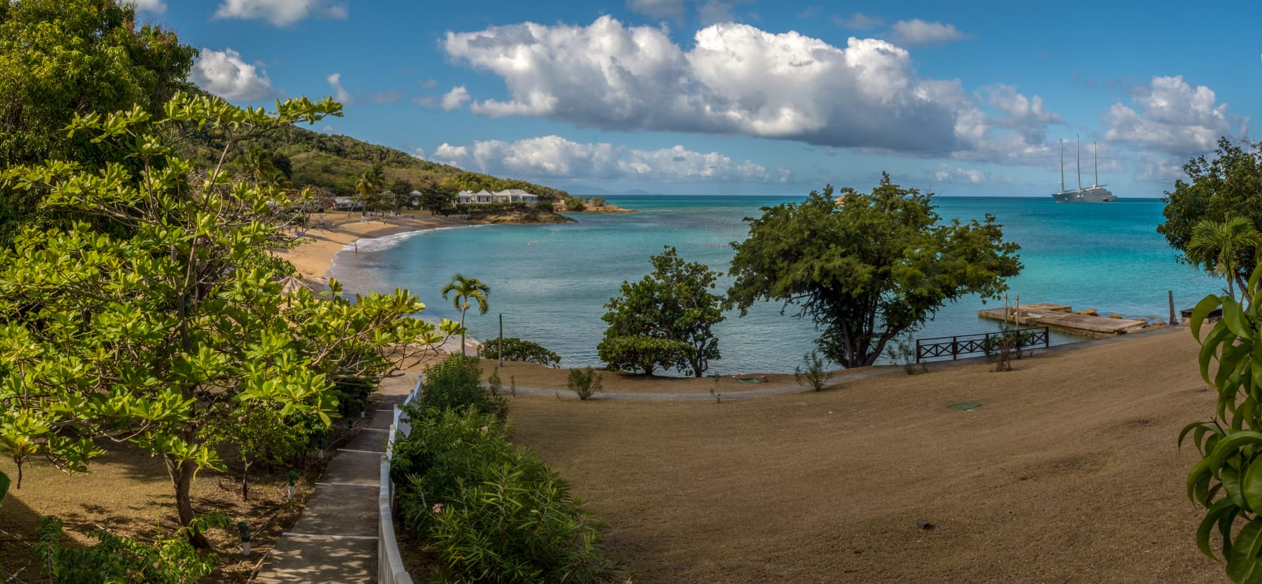Turquoise water and pale sand on a west-coast Antigua beach