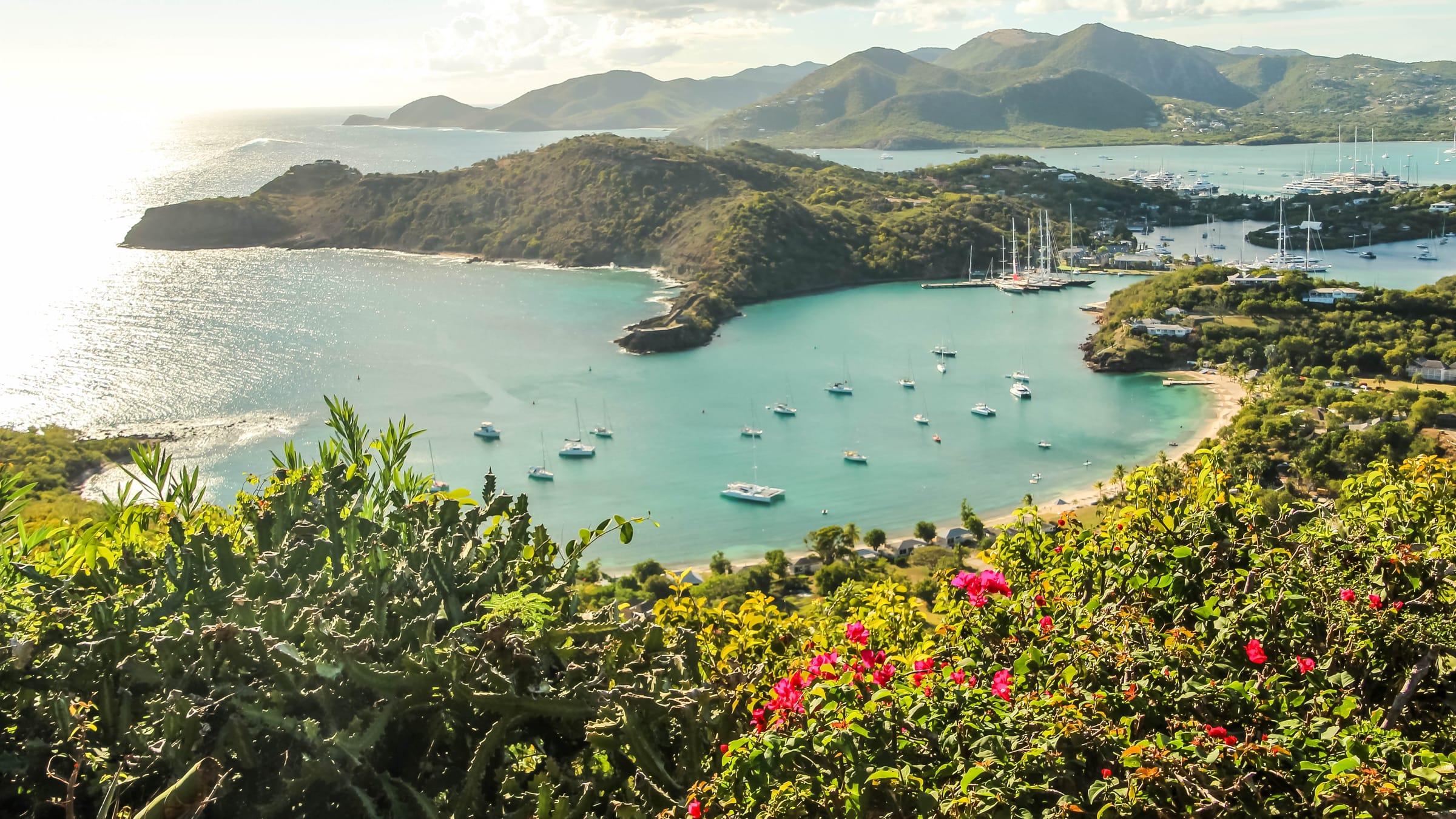 View over English Harbour and Falmouth Harbour from Shirley Heights, Antigua